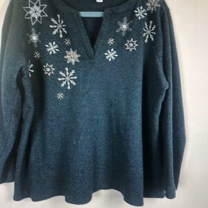 Embroidered Snowflake Sweater